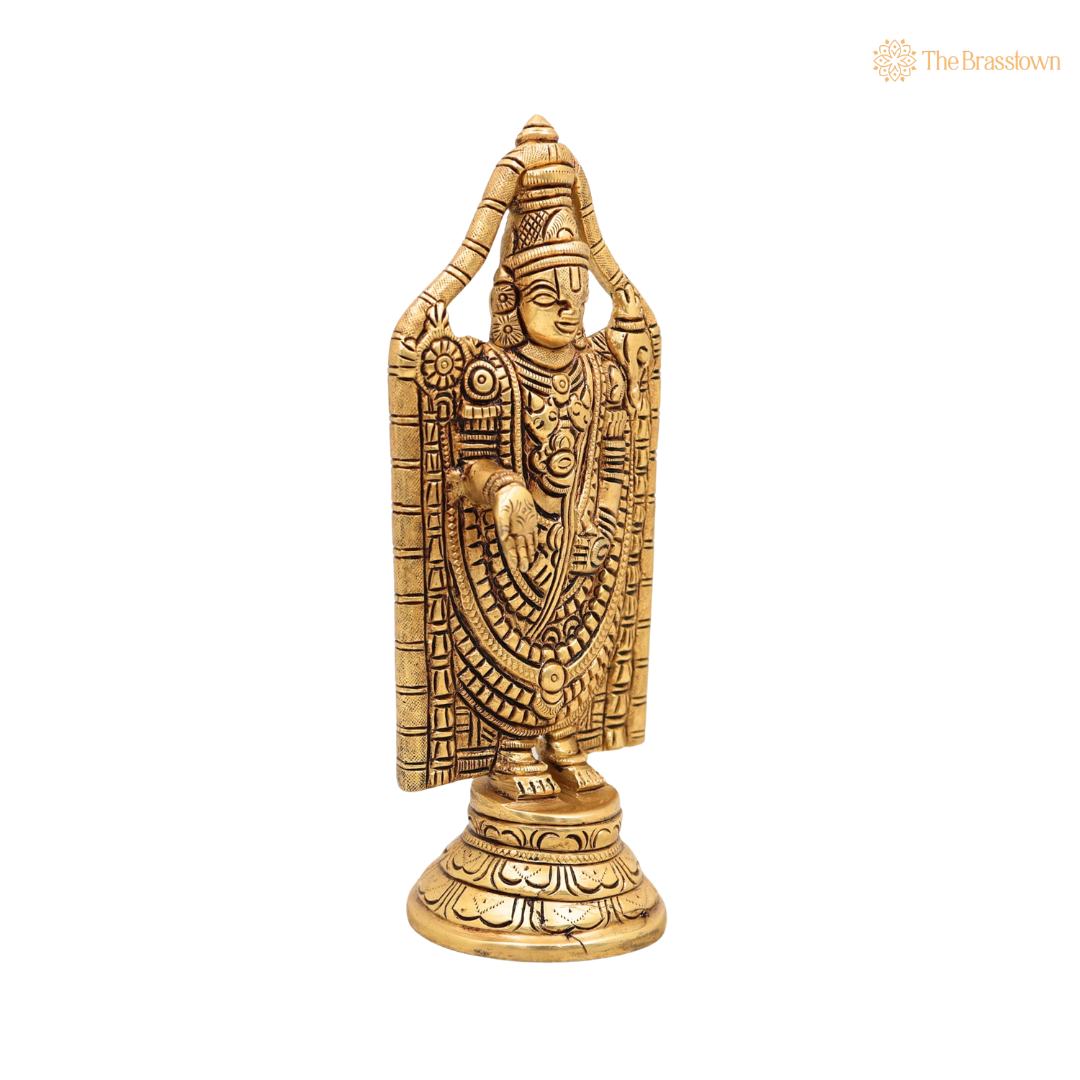 Brass Venkateswara Balaji Srinivasa Idol – Tirupati Balaji Statue for Puja &amp; Home Mandir 8.5 Inch