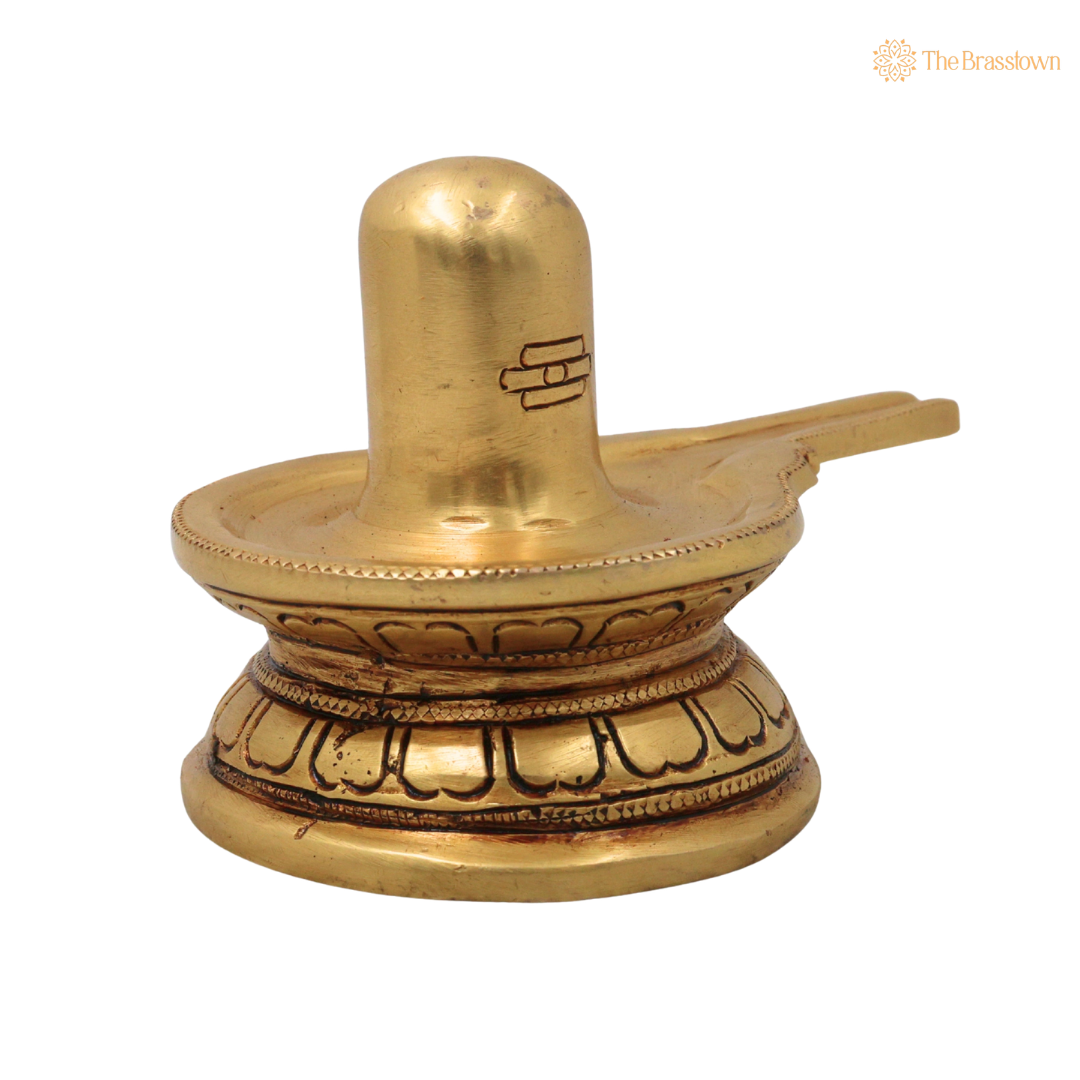 Handcrafted Brass Shiva Lingam – Sacred Shiva Lingam (Shivling Mahadev Shivalinga Jyotirlinga) for Home Temple, Abhishek Pooja &amp; Spiritual Decor 3 Inch