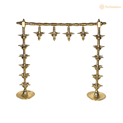 Brass Traditional Deepa Stambh Lamp Stand – Kuthu Vilakku Nilavilakku Samai, South Indian Temple Pooja Oil Stand for Home Mandir &amp; Décor 22 Inch