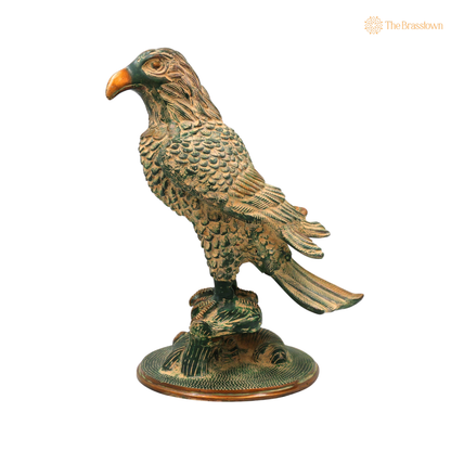 Brass Eagle Sculpture 13 Inch side view – antique finish detail
