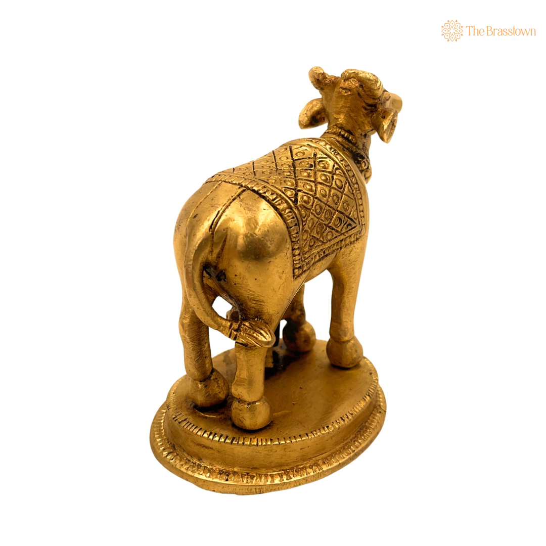 Brass Cow and Calf Figurine 4 Inch