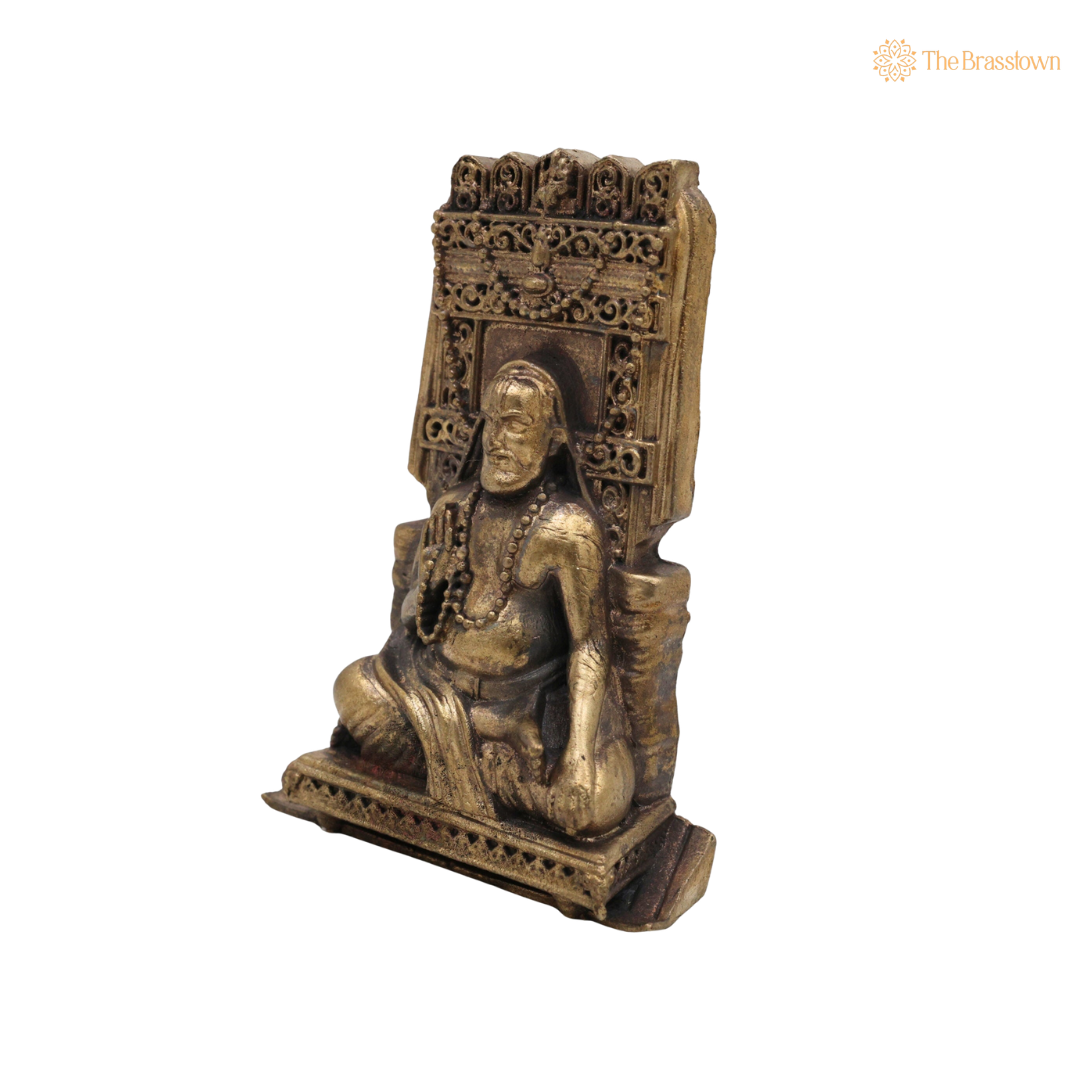 Brass Raghavendra Swamy Idol 3 Inch side view – antique finish detail