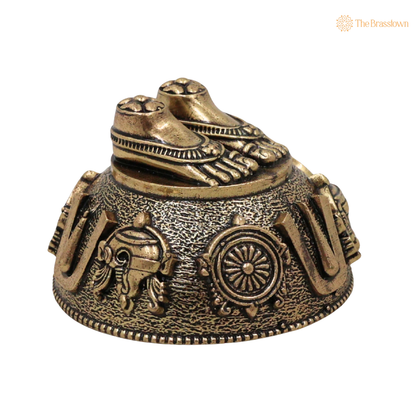Brass Balaji Charan Paduka Idol 1 Inch side view – antique finish detail