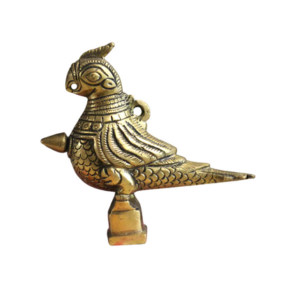 Handcrafted Brass Annapakshi Bird Idol 4 Inch side view – antique finish detail