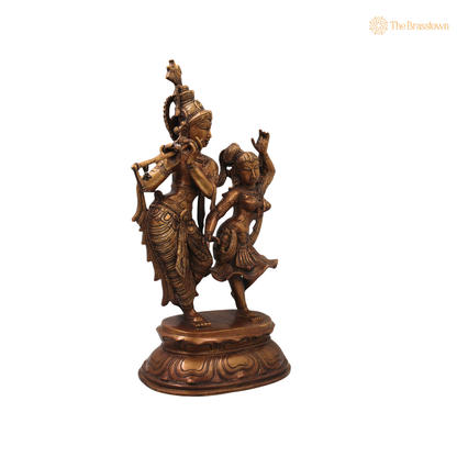 Brass Radha Krishna Idol Murti – Fine Finish Divine Chola Style Krishna Statue for Puja &amp; Home Décor 17 Inch