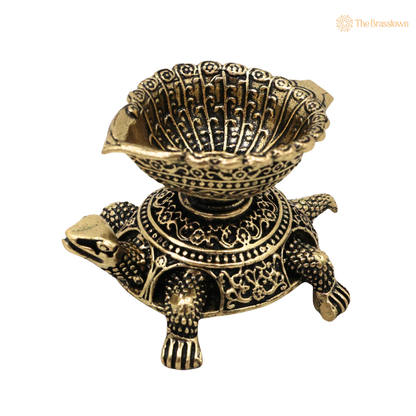 Brass Superfine Designer Tortoise Lamp – Decorative Puja Oil Lamp for Home Mandir &amp; Spiritual Décor 1.5 Inch