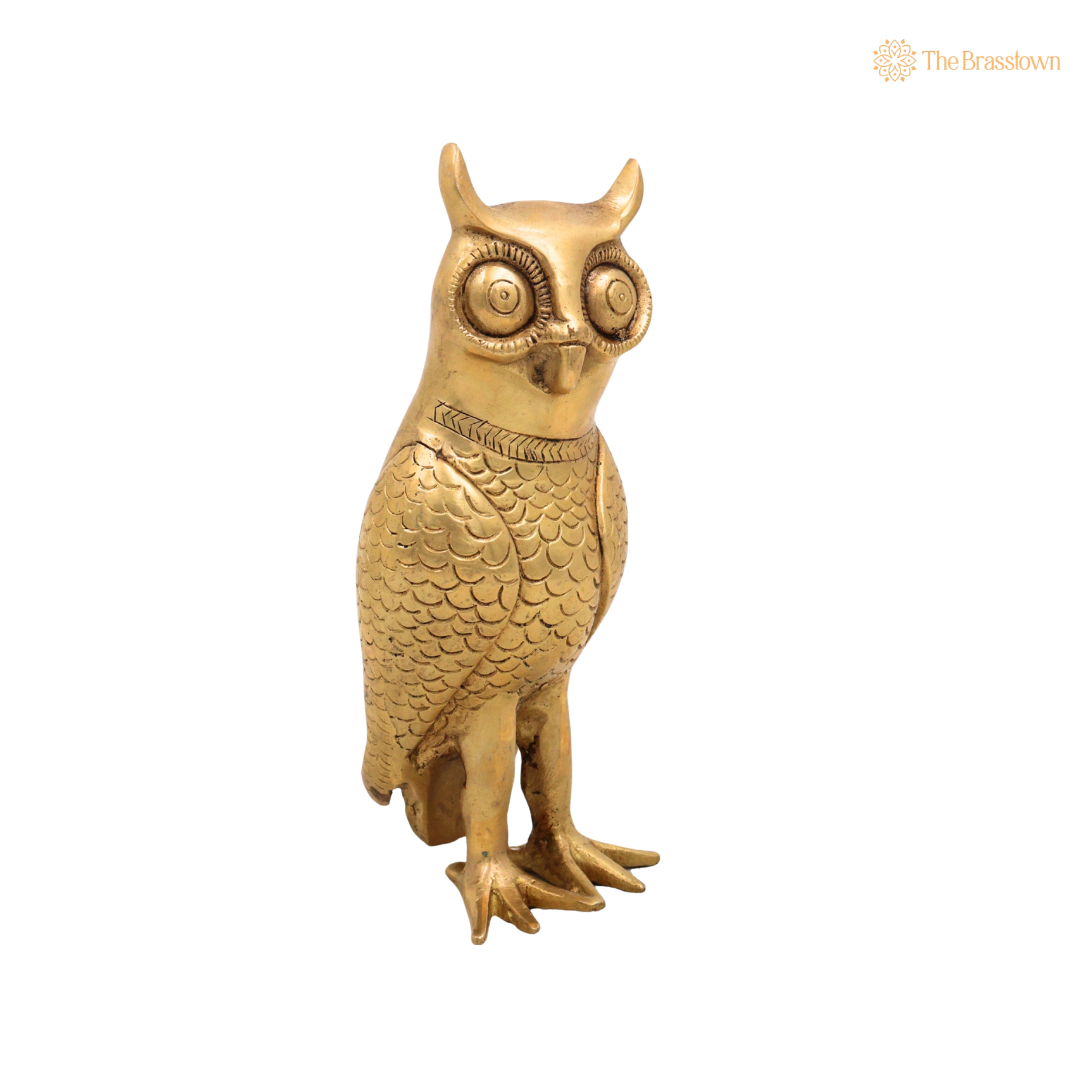Brass Owl Idol for vastu – Decorative Owl Statue for Home Décor &amp; Spiritual Spaces 8 Inch