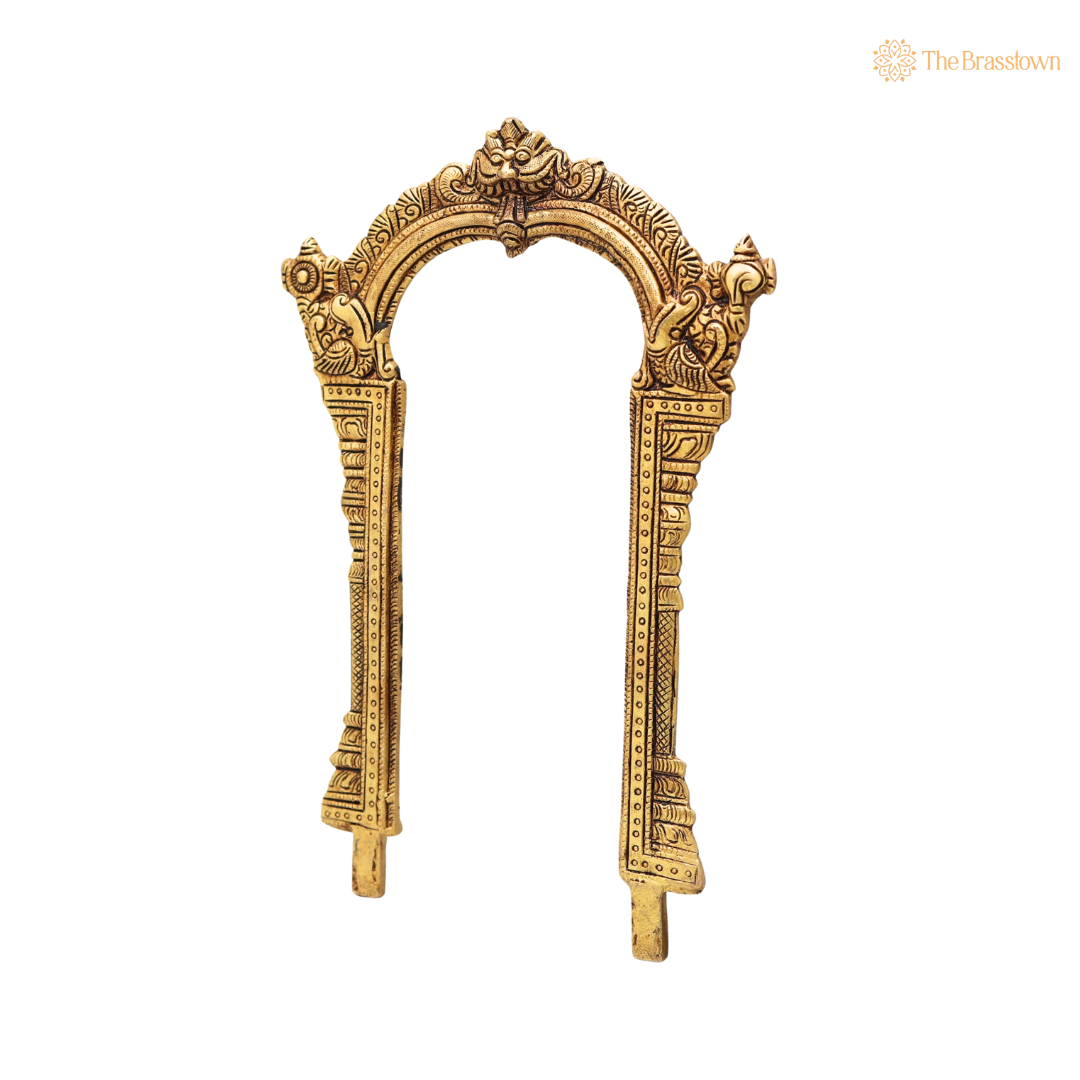 Brass Prabhavali for God Idols – Handcrafted Arch Backdrop Wall Hanging for Home Temple, Deity Décor &amp; Spiritual Ambience 12 Inch