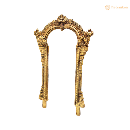 Brass Prabhavali for God Idols – Handcrafted Arch Backdrop Wall Hanging for Home Temple, Deity Décor &amp; Spiritual Ambience 12 Inch