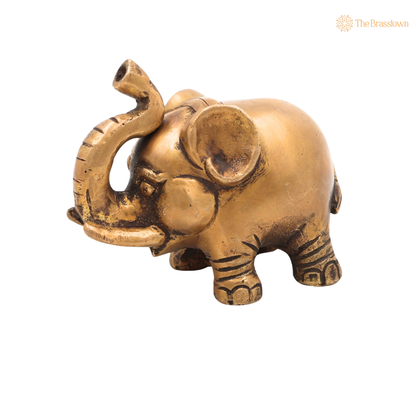 Handcrafted Brass Baby Elephant Idol – Gaja Murti, Hasti, Airavata, Gajanan Decorative Hathi Statue for Home, Temple, Vastu, Feng Shui &amp; Spiritual Gifting 3 Inch