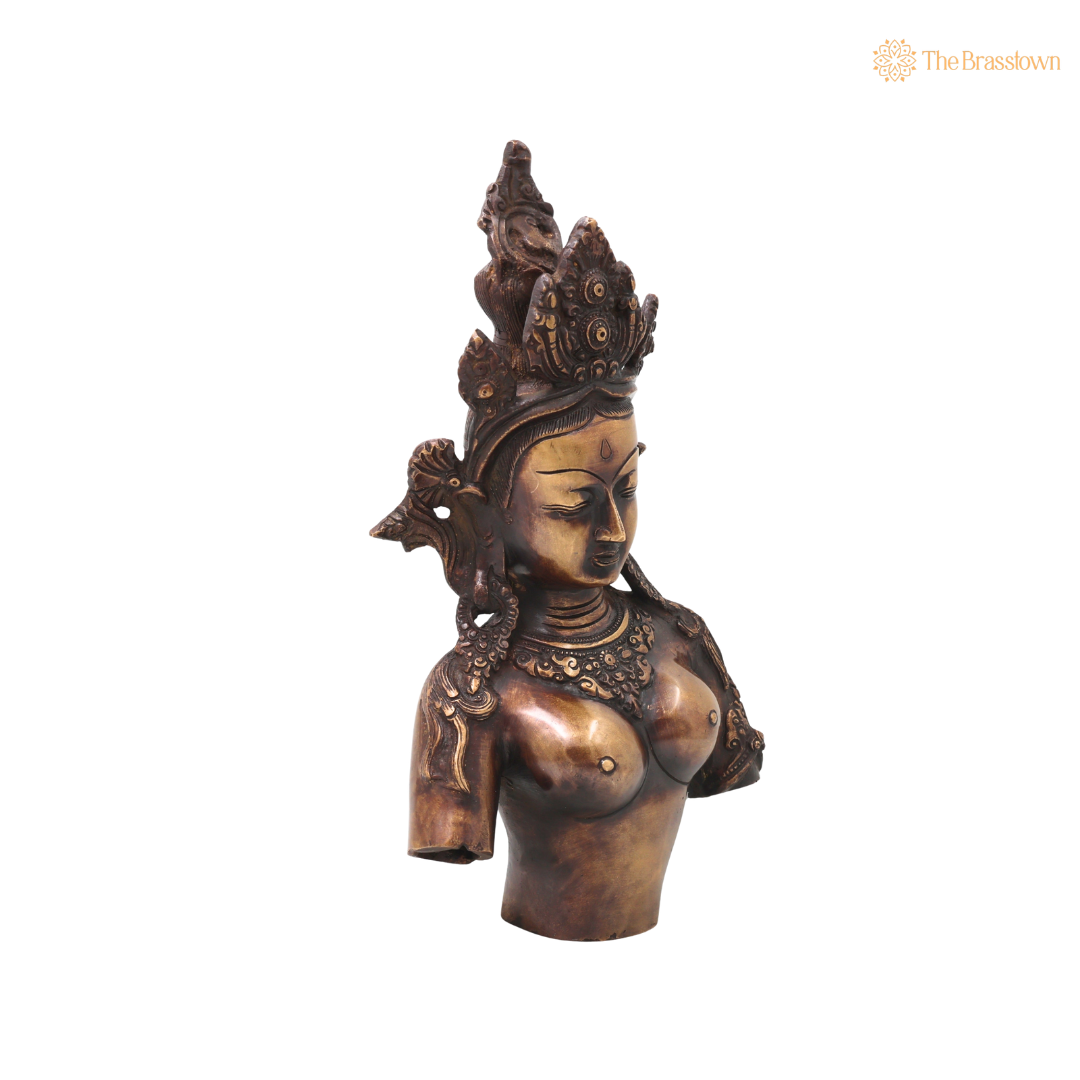 Handcrafted Brass Tara Devi Sculpture – Handcrafted Traditional Unique Style Tara Maa Murti for Pooja, Home Mandir, Spiritual Décor &amp; Gifting 14 Inch
