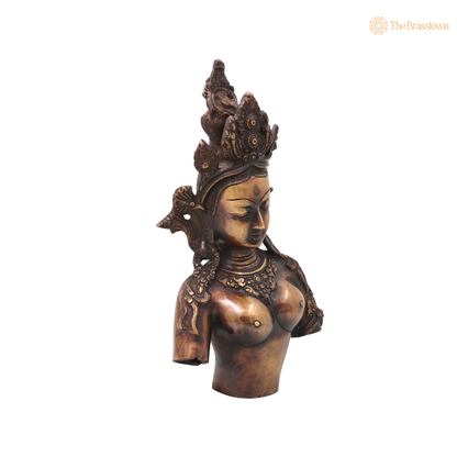 Handcrafted Brass Tara Devi Sculpture – Handcrafted Traditional Unique Style Tara Maa Murti for Pooja, Home Mandir, Spiritual Décor &amp; Gifting 14 Inch