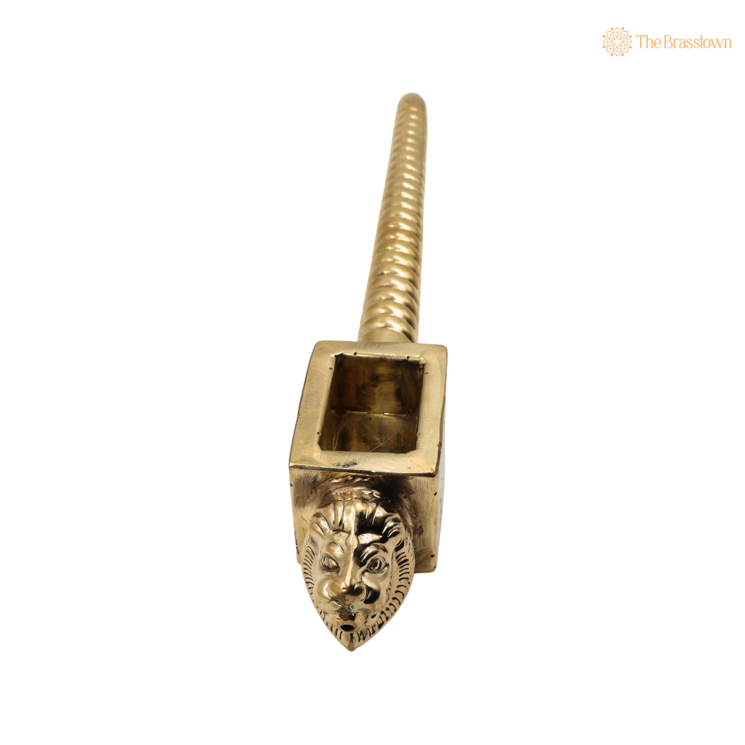 Brass Handcrafted Homa Yajna Spoon 3 Inch side view – antique finish detail