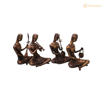 Handcrafted Brass Musician Sculpture Set of 4 – Brass Musical Figurines Sculpture for Home Décor &amp; Luxury Gifting 7.5 Inch