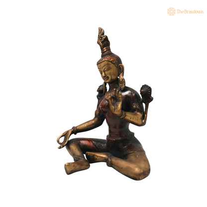 Brass Sitting Tara Devi Idol – Handcrafted Traditional Unique Style Tara Maa Murti for Pooja, Home Mandir, Spiritual Décor &amp; Gifting 11 Inch