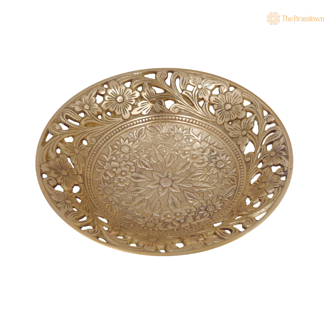 Handcrafted Brass Fruit Bowl – Traditional Peetal Decorative Dry Fruit Bowl for Dining Table, Home Décor &amp; Centerpiece 8 Inch