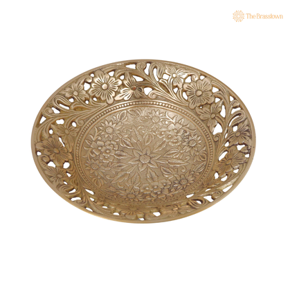 Handcrafted Brass Fruit Bowl – Traditional Peetal Decorative Dry Fruit Bowl for Dining Table, Home Décor &amp; Centerpiece 8 Inch