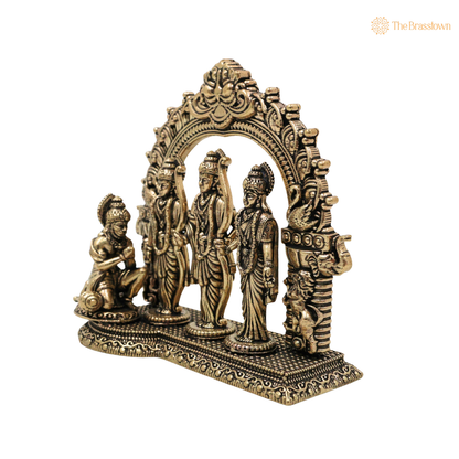 Handcrafted Brass Ram Darbar Murti 4 Inch side view – antique finish detail