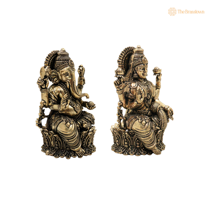 Handcrafted Brass Lakshmi Ganapati Idol 5 Inch – home mandir puja decor India