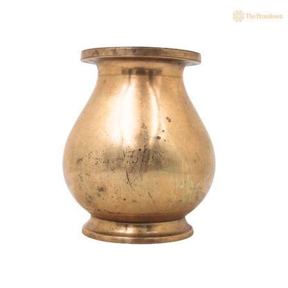 Handcrafted Brass Lota Kalash Jal Patra For Pooja – Traditional Pital Gangajali Kamandal for Puja, Ganga Jal Storage, Rishi Muni Kalash &amp; Hindu Rituals 5 Inch
