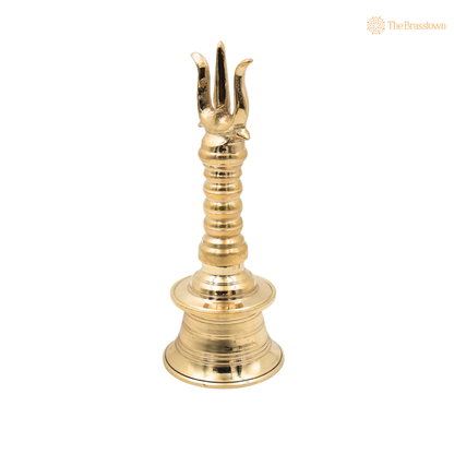 Brass Trishul Bell for Pooja – Shiva Mahadev Trishul Ghanti, Peetal Temple Aarti Bell for Home Mandir &amp; Spiritual Décor 7.5 Inch