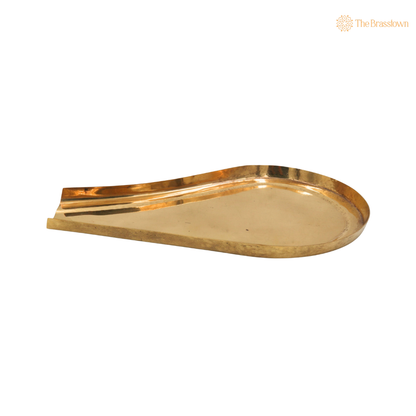 Brass Abhishek Patra with Somasutra Tray –  Abhishekam Plate, Tirumanjanam Stand &amp; Temple Pooja Vessel for Shivling and Deity Worship 9 Inch