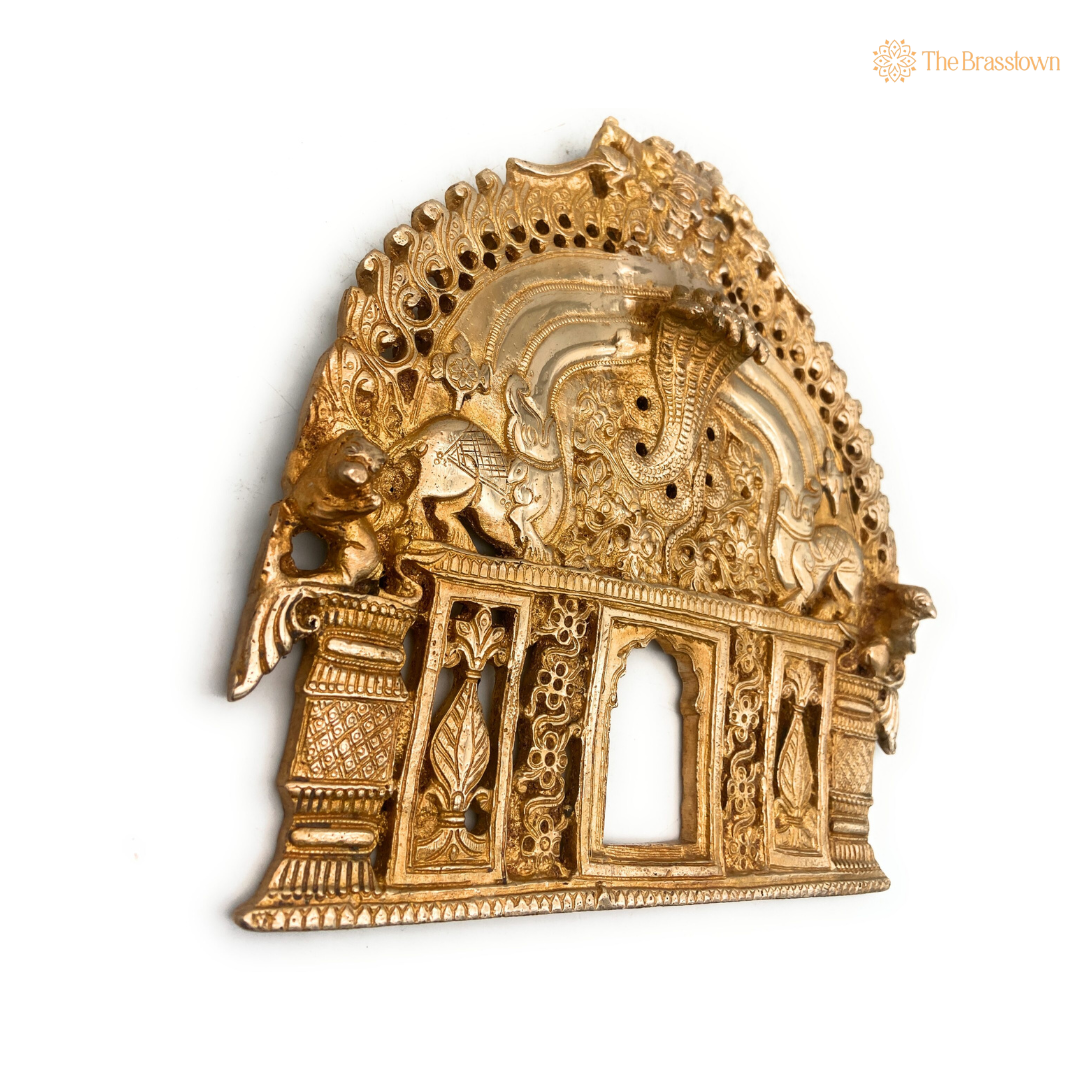 Ornate Antique Brass Temple Backdrop Frame 8 Inch