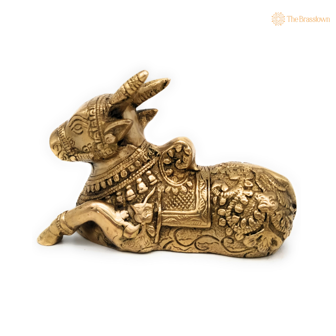 Handcrafted Brass Nandi Statue 4 Inch
