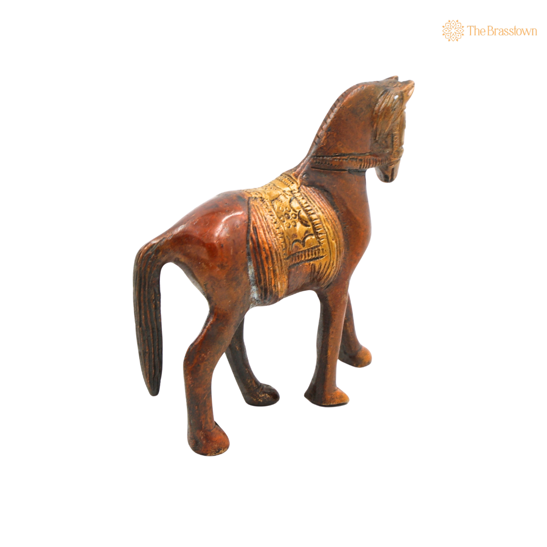 Premium Brass Horse Idol 3.5 Inch side view – antique finish detail