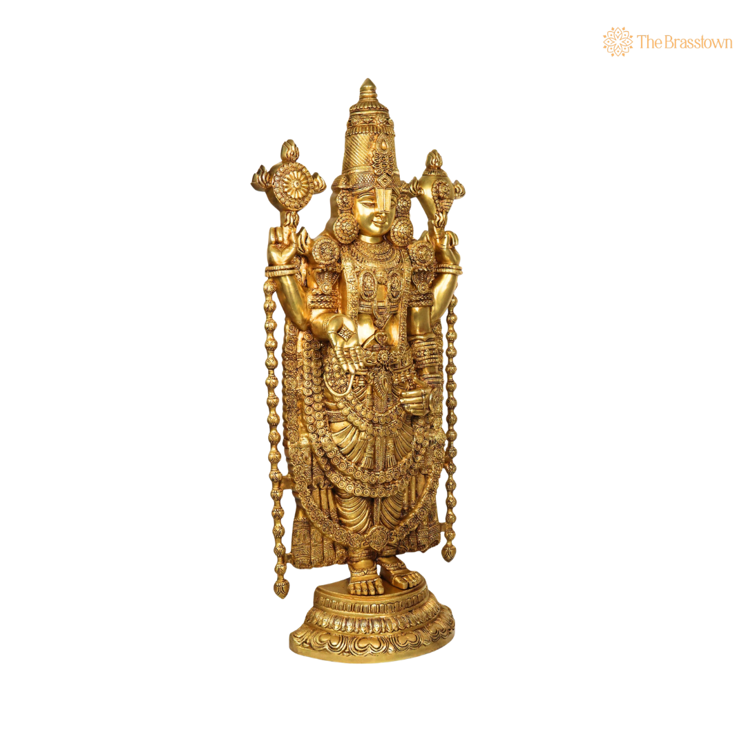 Brass Venkateswara Balaji Srinivasa Govinda Tirupati Perumal Idol – Tirupati Balaji Statue for Puja &amp; Home Mandir 47 Inch