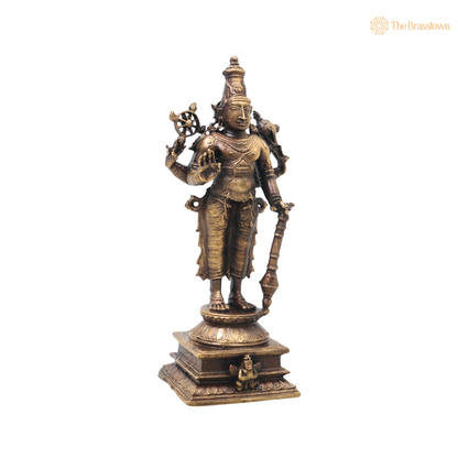 Unique Brass Vishnu Idol –  Handcrafted Narayana Govinda Murti Traditional Chola Sculpture for Pooja Home Decor Gifting Spiritual Decor 5 Inch
