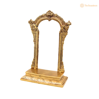 Brass Traditional Makara Torana Arch Standi – Makara Torana Arch Stand for Idols &amp; Home Temple Pooja 12 Inch