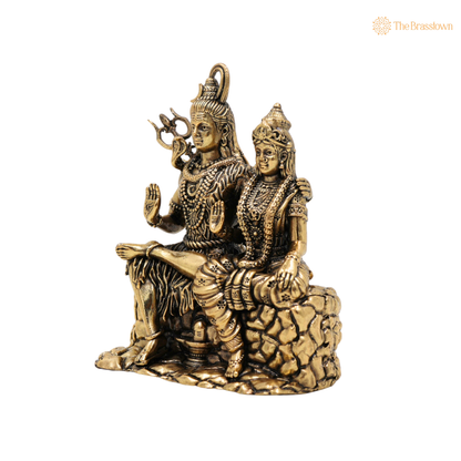 Brass Handcrafted Shiva Parivar Idol 4.5 Inch side view – antique finish detail