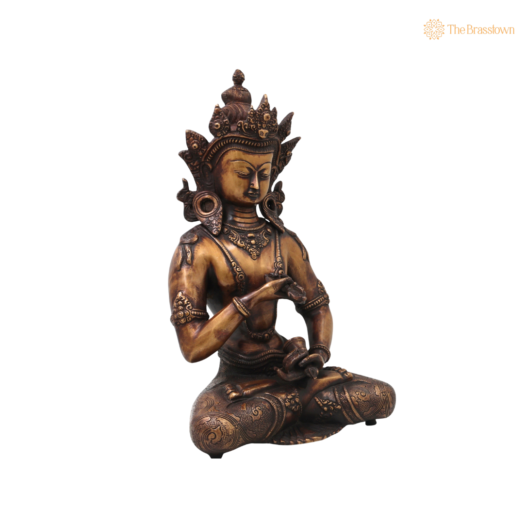 Unique Brass Vajrasattva Idol Murti – Handcrafted Dorje Sempa Buddhist Murti for Pooja, Meditation, Home Décor &amp; Spiritual Gifting 15.5 Inch