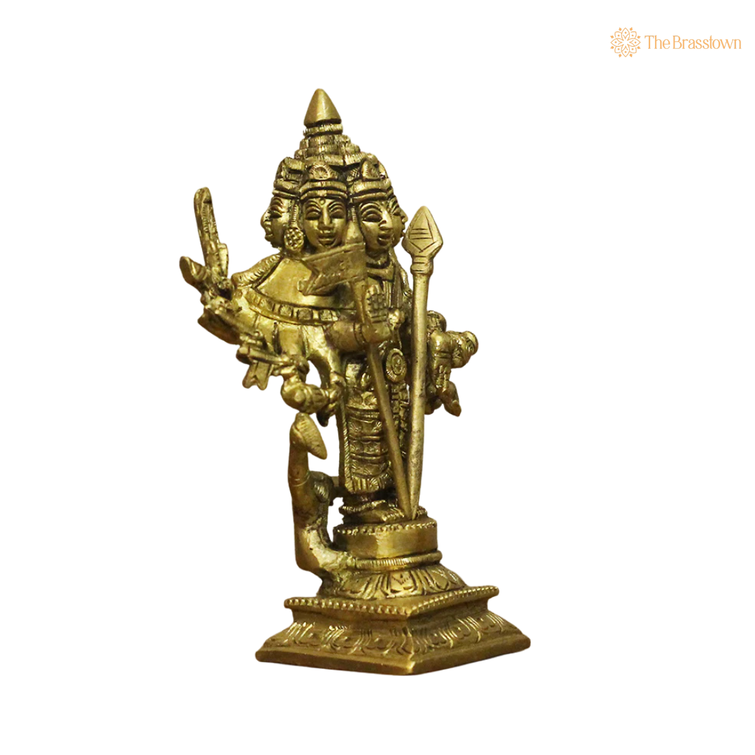 Handcrafted Brass Lord Murugan with Peacock Idol – Kartikeya Subramanya Murti for Home Temple, Pooja &amp; Divine Protection 6 Inch