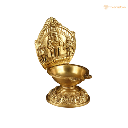 Brass Balaji Diya 9 Inch side view – antique finish detail