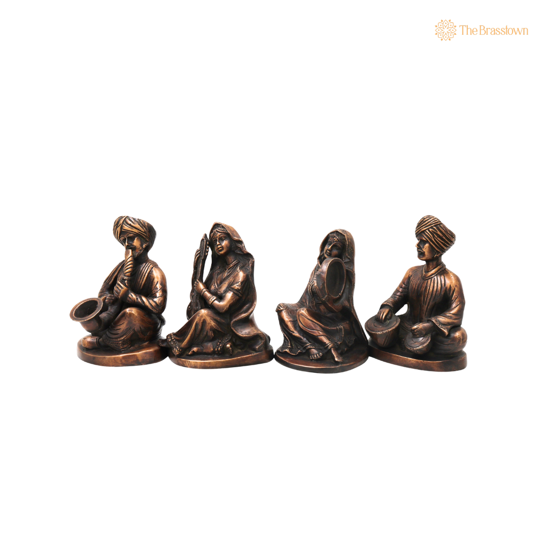 Handcrafted Brass Musician Sculpture Set of 4 – Traditional Brass Musical Figurines Orchestra Sculpture for Home Décor &amp; Luxury Gifting 7 Inch