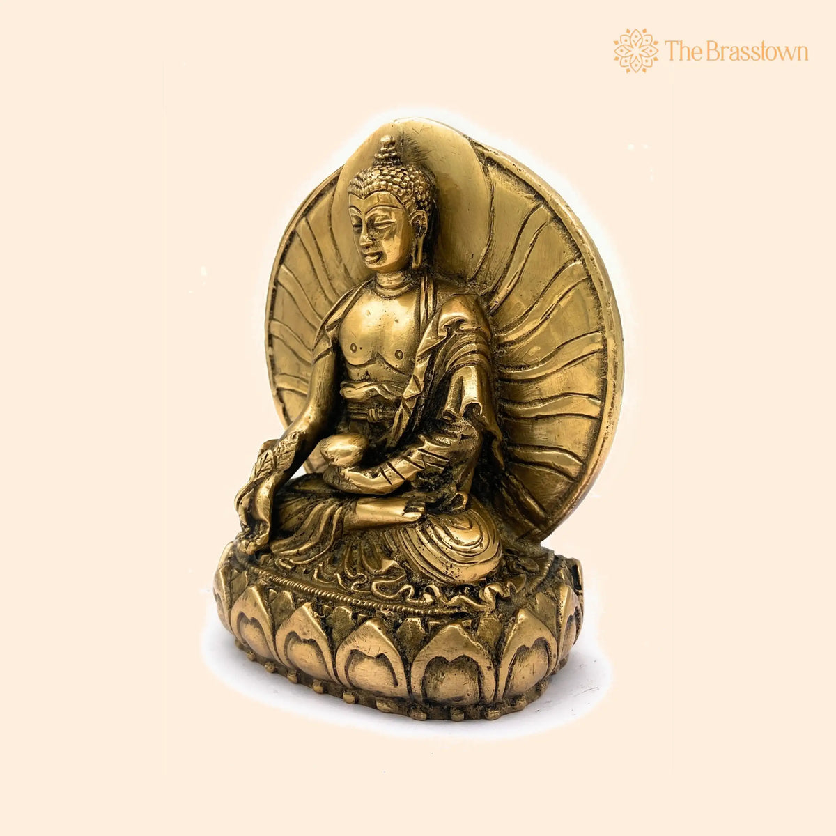 Premium Brass Buddha Idol – Handcrafted Lord Buddha Statue, Meditating Buddha Murti, Gautama Buddha Figurine, Spiritual Home Décor Showpiece 6.5 Inch 1