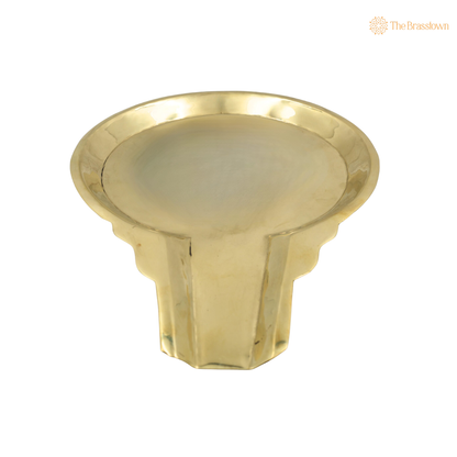 Brass Abhishek Patra with Somasutra Tray – Traditional Abhishekam Plate, Tirumanjanam Stand &amp; Temple Pooja Vessel for Shivling and Deity Worship 8 Inch