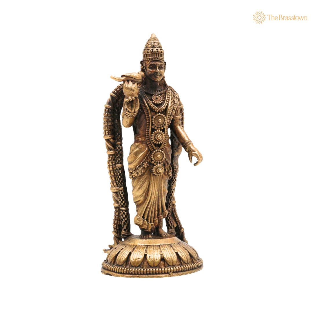 Brass Meenakshi Idol 3.5 Inch closeup – intricate craftsmanship