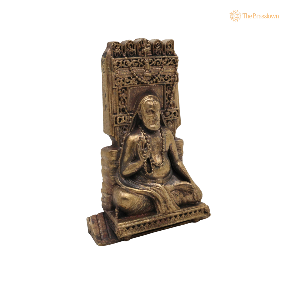 Brass Raghavendra Swamy Idol 3 Inch closeup – intricate craftsmanship