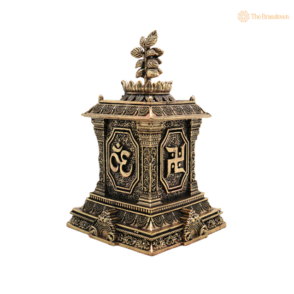 Brass Tulsi Maadam Tulasi Vrindavan – Handcrafted - Handcrafted Pooja Decor by The Brasstown - Detailed View