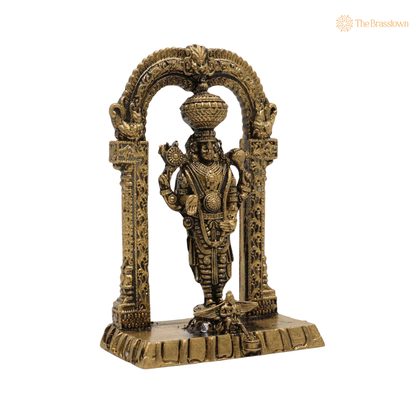 Brass Venkateshvara Balaji Idol on 3 Inch closeup – intricate craftsmanship