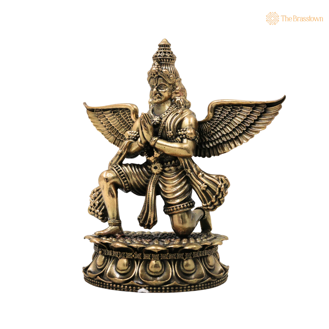 Brass Garud Dev Idol - The Divine Eagle (Garuda Bhagwan Vishnu Vahana) 4.5 Inch