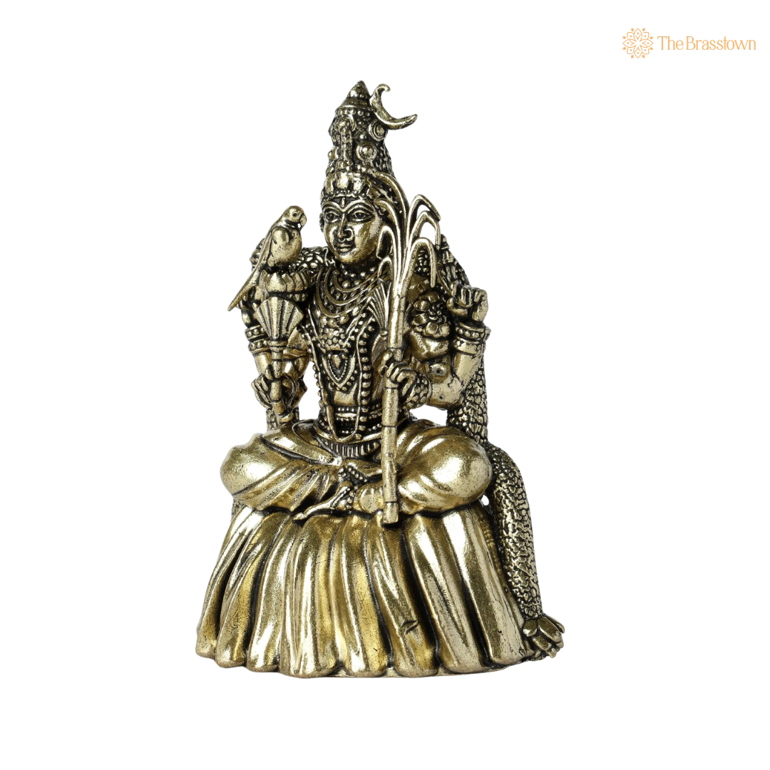 Brass Kamakshi Amman Idol 4 Inch closeup – intricate craftsmanship