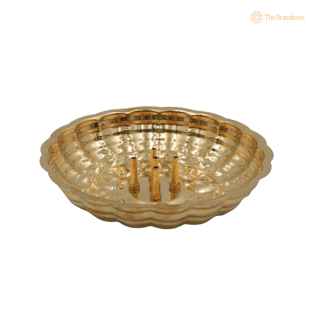 Handcrafted Brass Agarbatti Holder Plate – Brass Peetal Incense Stick &amp; Dhoopbatti Stand for Pooja Room, Temple &amp; Home Décor 1 Inch