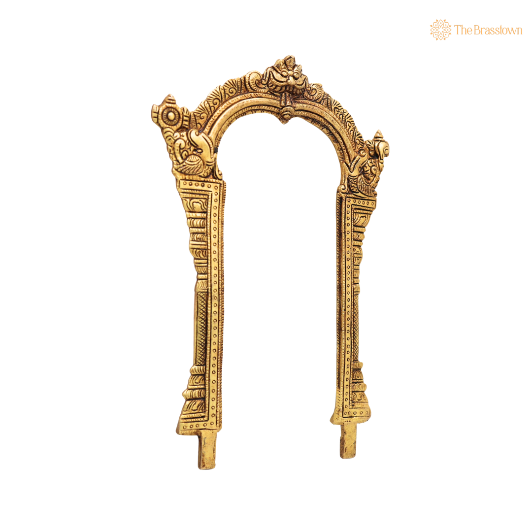 Brass Prabhavali for God Idols – Handcrafted Arch Backdrop Wall Hanging for Home Temple, Deity Décor &amp; Spiritual Ambience 12 Inch