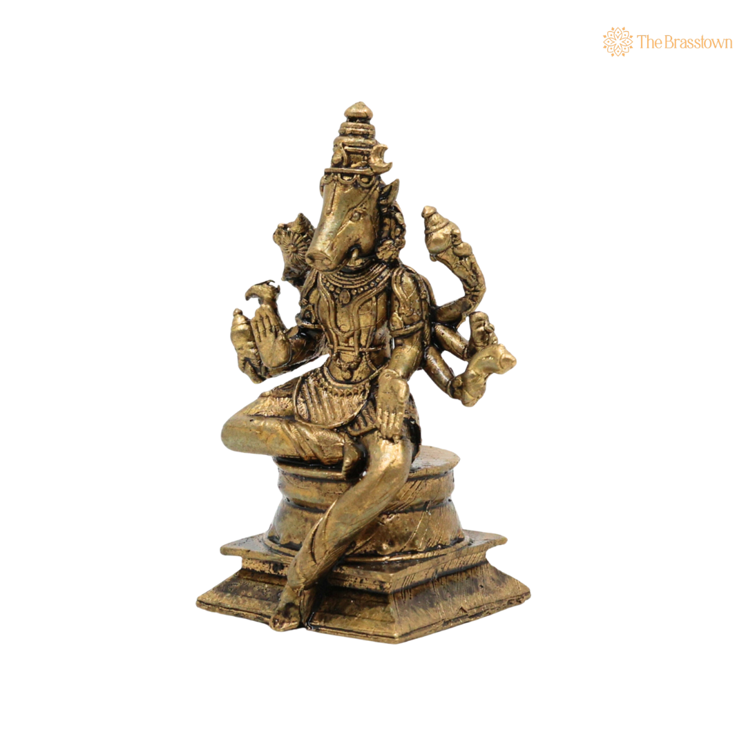 Brass Varahi Amman Idol 2 Inch closeup – intricate craftsmanship