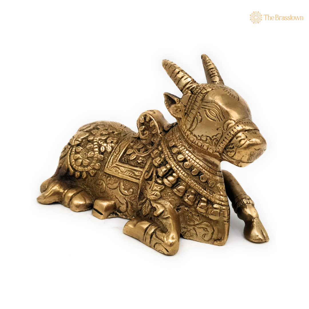 Handcrafted Brass Nandi Statue 4 Inch