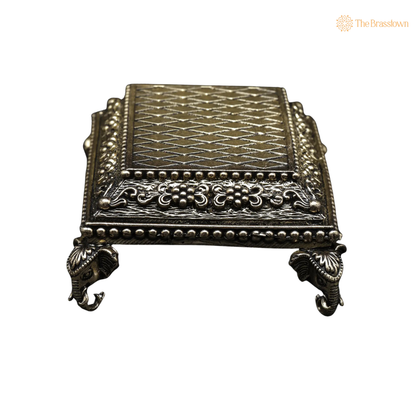 Brass Elephant Design Chowki 2 Inch closeup – intricate craftsmanship